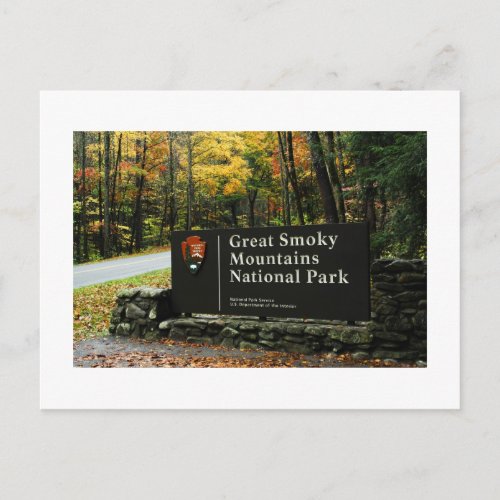 Autumn Great Smoky Mountains Entrance Sign Postcard