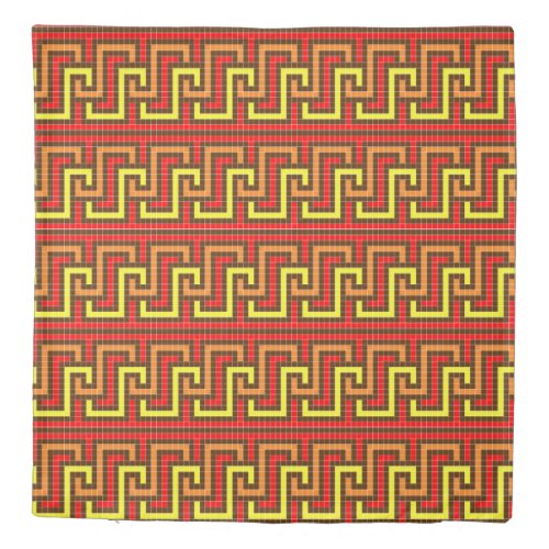 Autumn Greek Key Red Yellow Orange Duvet Cover