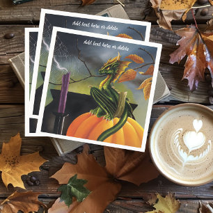 Autumn Green Dragon Pumpkin Halloween Fantasy Napkins