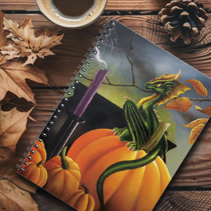 Autumn Green Dragon Pumpkin Halloween Fantasy Notebook