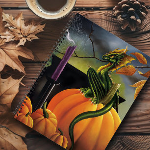 Autumn Green Dragon Pumpkin Halloween Fantasy Notebook