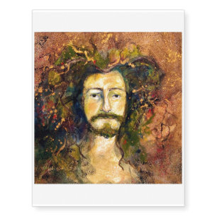 Autumn Green Man Face Maureen Girard Temporary Tattoos