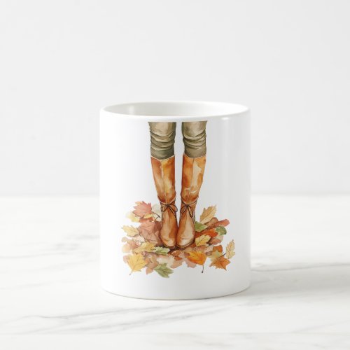 Autumn Green Rust Leaves Legs Boots Coffee Mug