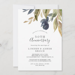 Autumn Greenery 50th Wedding Anniversary Invitation