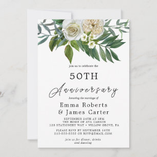 Autumn Greenery 50th Wedding Anniversary  Invitation