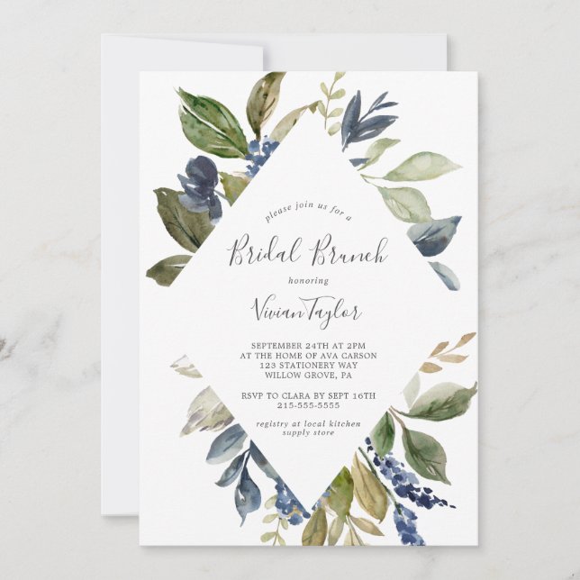 Autumn Greenery Bridal Brunch Invitation (Front)