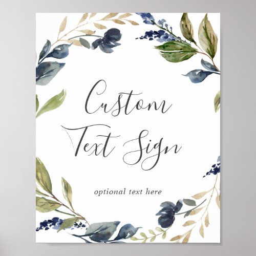 Autumn Greenery Cards  Gifts Custom Text Sign