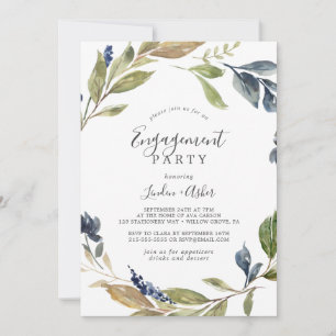 Autumn Greenery Engagement Party Invitation