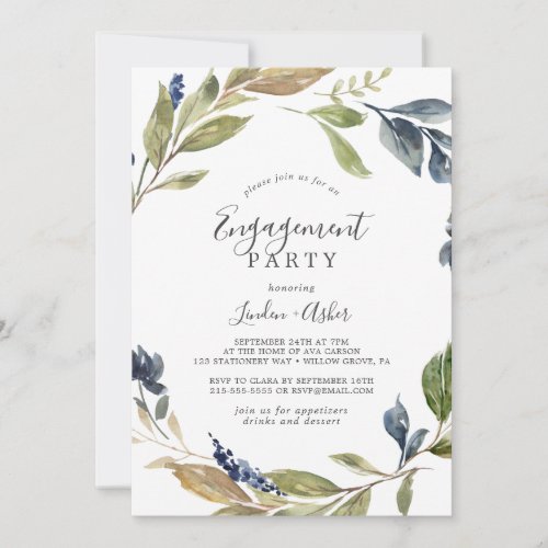 Autumn Greenery Engagement Party Invitation