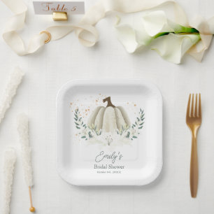 Autumn Greenery Fall Bridal Shower Paper Plates