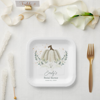Autumn Greenery Fall Bridal Shower Paper Plates