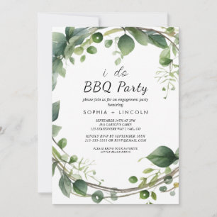 Autumn Greenery "I Do BBQ" Engagement Party  Invitation