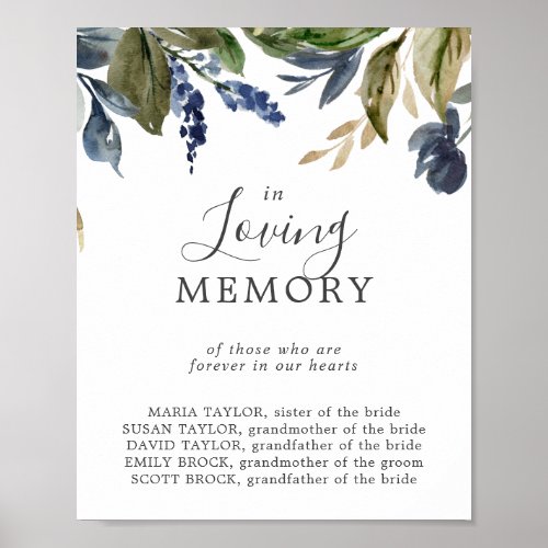 Autumn Greenery In Loving Memory Memorial Sign