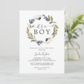 Autumn Greenery It's A Boy Baby Shower Invitation (Standing Front)