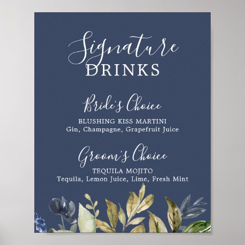 Autumn Greenery  Navy Signature Drinks Sign