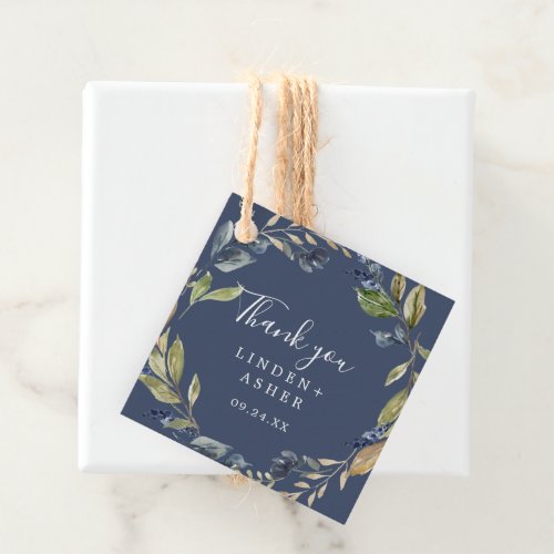 Autumn Greenery  Navy Thank You Favor Tags