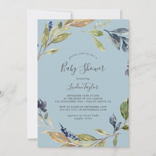 Autumn Greenery  Slate Baby Shower Invitation