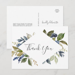 Autumn Greenery Thank You Postcard