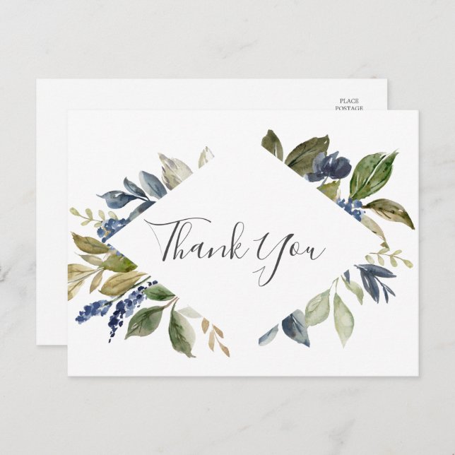 Autumn Greenery Thank You Postcard (Front/Back)