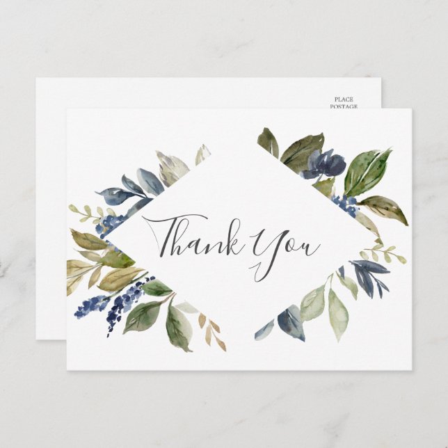 Autumn Greenery Thank You Postcard (Front/Back)