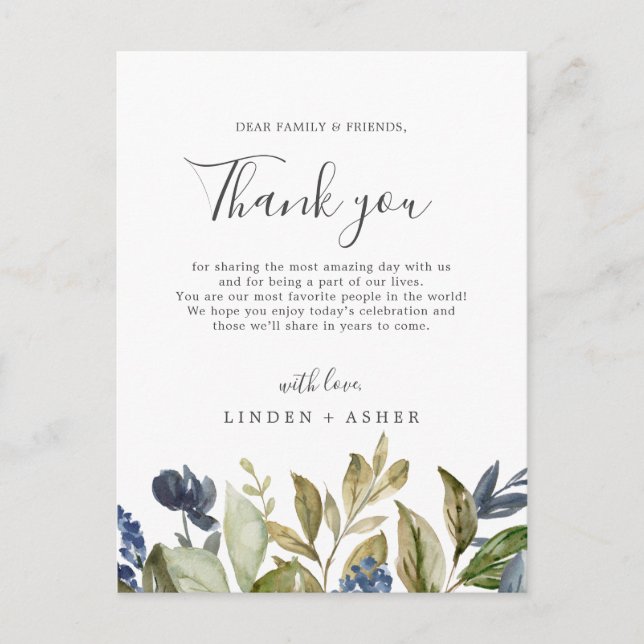 Autumn Greenery Thank You Reception Card (Front)