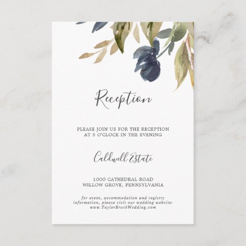 Autumn Greenery Wedding Reception Insert Card