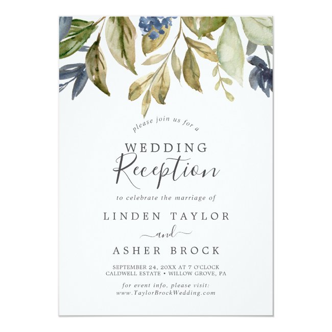 Autumn Greenery Wedding Reception Invitation
