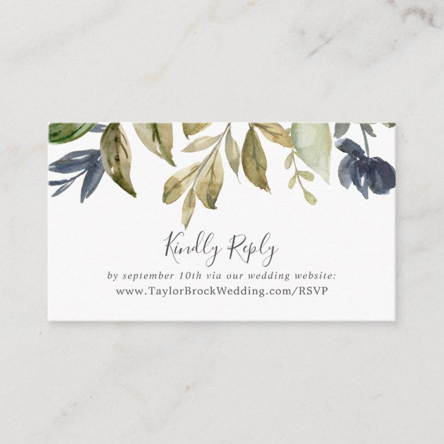 Autumn Greenery Wedding Website RSVP Enclosure Card (Front)