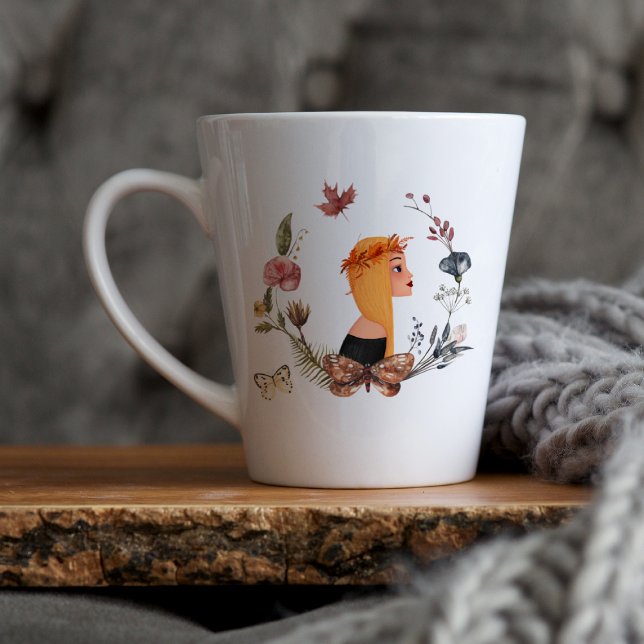 Autumn Gypsy Wildflower | Watercolor Illustration Latte Mug (Creator Uploaded)