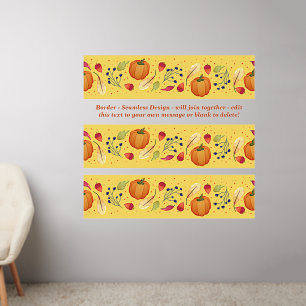 Autumn Halloween Border Seamless Add Text 50" Wall Decal