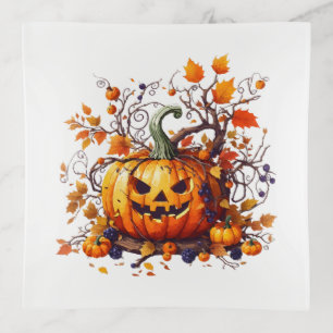 autumn Halloween funny pumpkin Trinket Tray