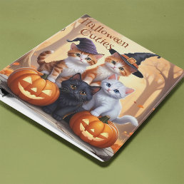 Autumn Halloween Kittens in Costumes Pumpkins 3 Ring Binder