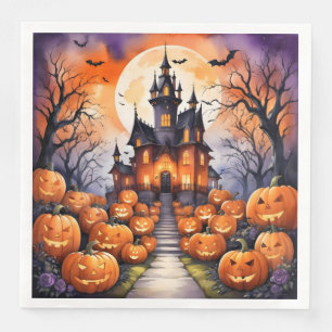 Autumn Halloween Modern Pumpkin Collection Paper Dinner Napkins