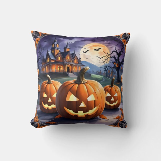 Autumn Halloween Popular Pumpkin Collection Throw Pillow (Front)