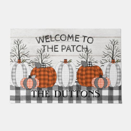 Autumn Halloween Pumpkin Monogram Doormat