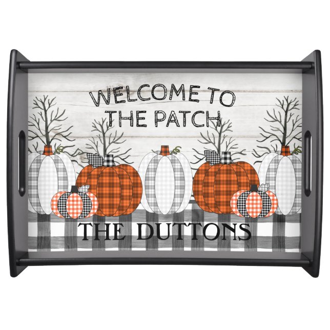 Autumn Halloween Pumpkin Monogram Serving Tray (Front)