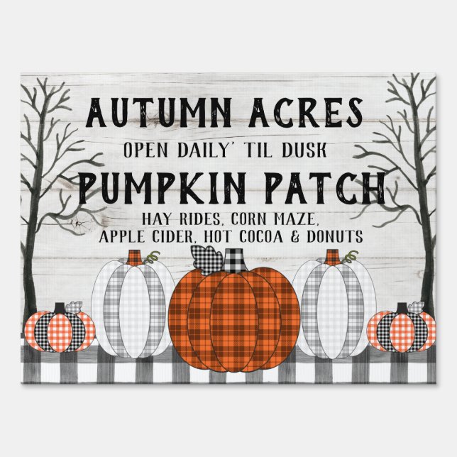 Autumn Halloween Pumpkin Patch Sign (Front)