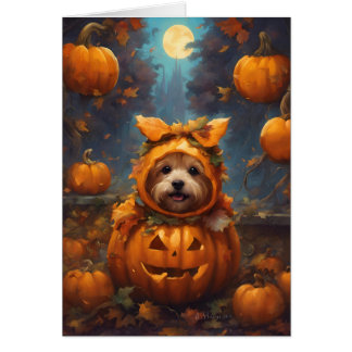 Autumn Halloween Pumpkin Puppy Cute Cards