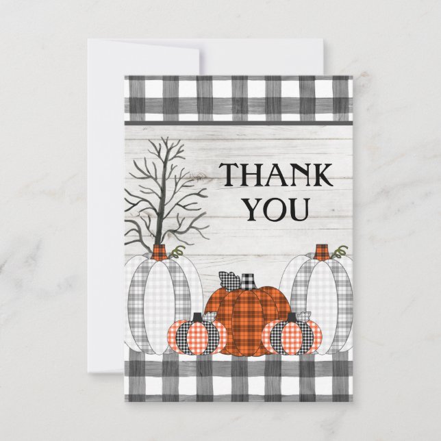 Autumn Halloween Pumpkin Thank you Card (Front)