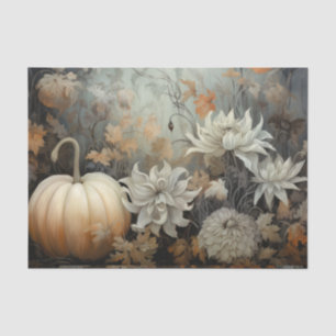 Autumn Halloween Pumpkin with Flowers Decoupage Tissue Paper