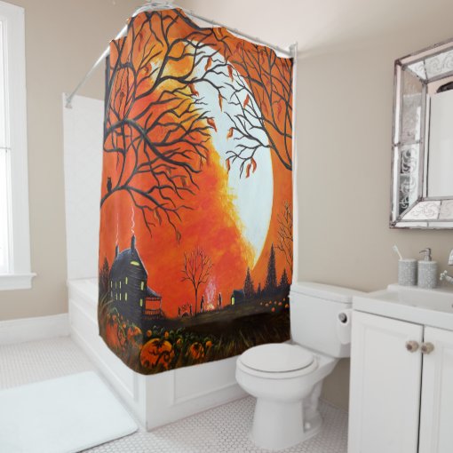 Autumn /Halloween shower curtain | Zazzle