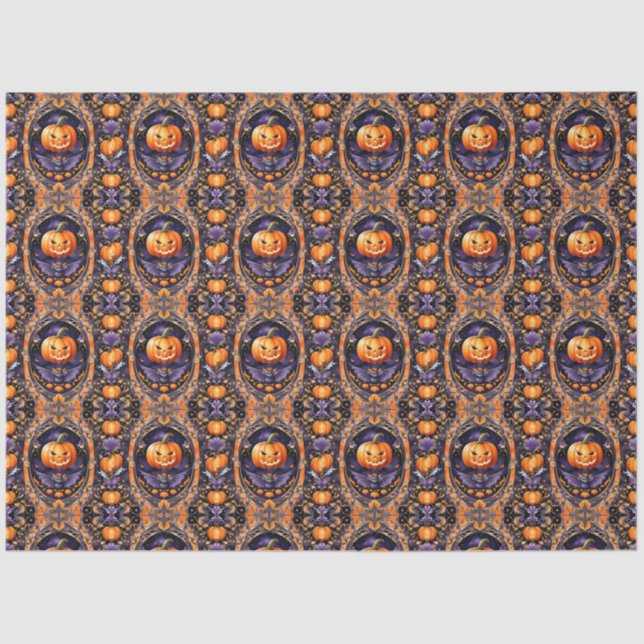 Autumn Halloween Trendy Pumpkin Collection Tissue Paper (Front)