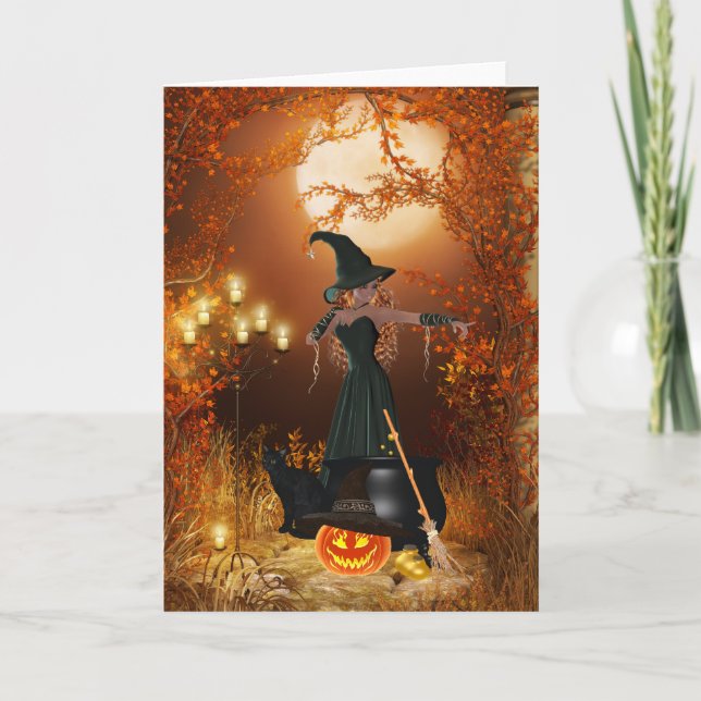 Autumn Halloween Witch Card (Front)