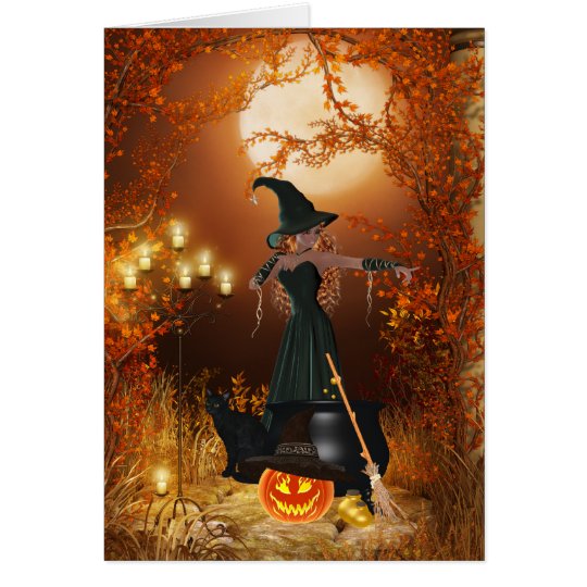 Autumn Halloween Witch Card