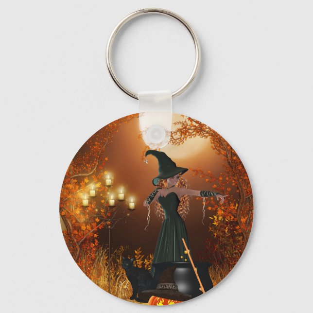 Autumn Halloween Witch Keychain (Front)