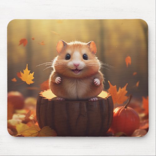 Autumn Hamster Mouse Pad