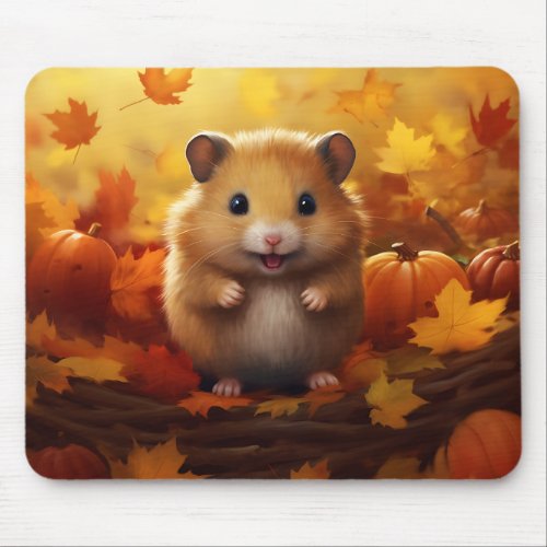 Autumn Hamster Mouse Pad