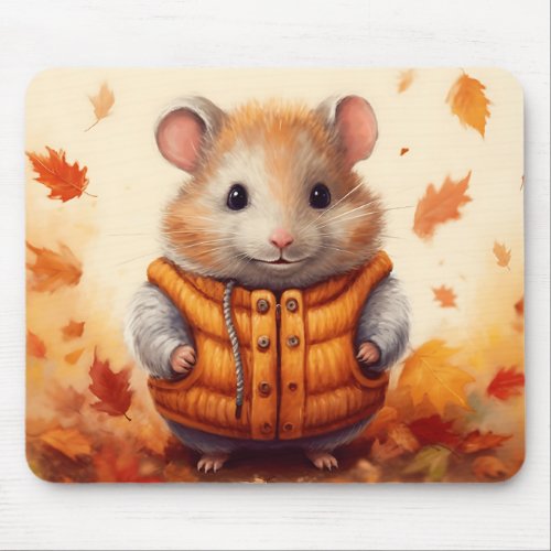 Autumn Hamster Mouse Pad