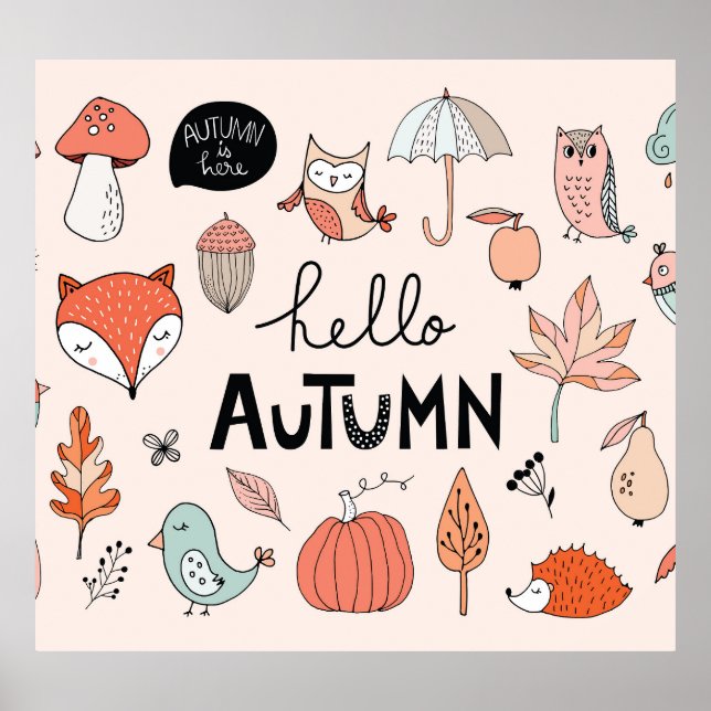 Autumn Hand Drawn, Seasonal Collection. Poster (Front)