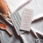 Autumn Hand Written Earthy Pinstripes Wedding  Menu<br><div class="desc">A colorful retro funky modern mist and light green and burnt orange hand written menu . And hand drawn light green pinstripes on the back . Perfect and matching with the whole suite. wedding dinner menu. Which features chic template design of boho vintage fall mist background and burnt orange typography....</div>